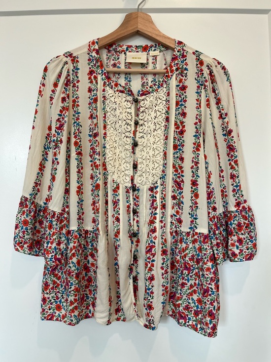 Anthropologie Tops - Anthropologie Maeve Hiver Peasant Boho Cottagecore Blouse Bell Sleeve Floral 8